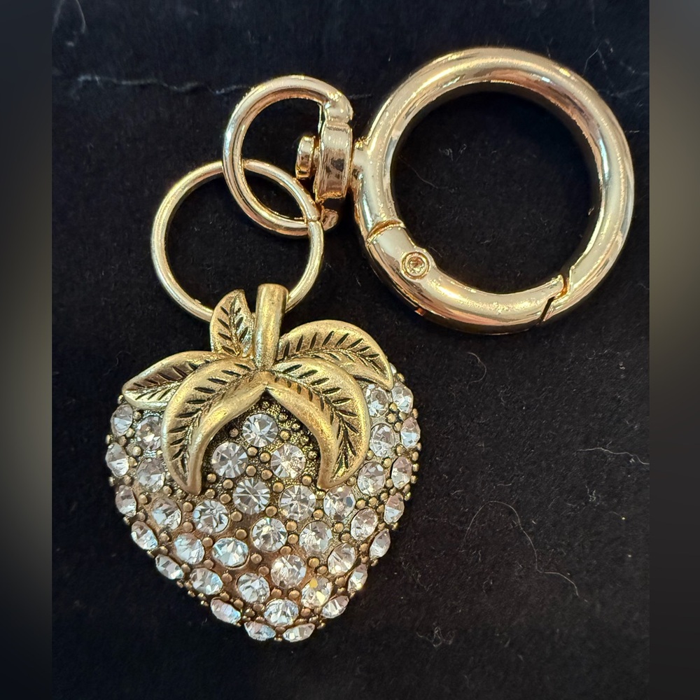 GG Gold and Crystal Strawberry Keychain